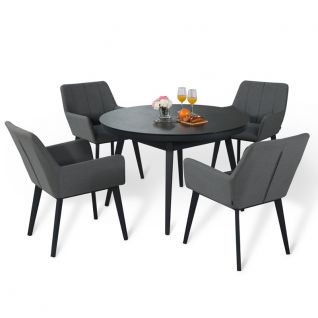 Seattle  Fabric 4 Seater Dining Set with Round Table