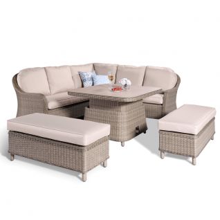 Miami 5pcs Rattan Corner Sofa Set with Rising Table