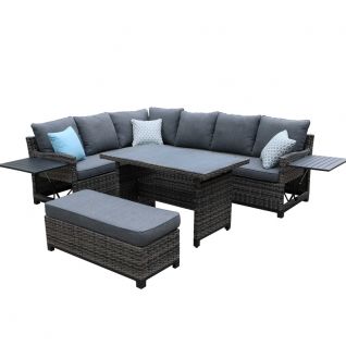 PE Rattan Corner Sofa Dining Set