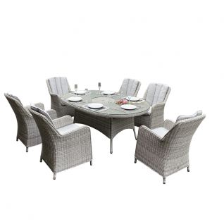 6 Seater Rattan Dining Set with Ice Bucket Table